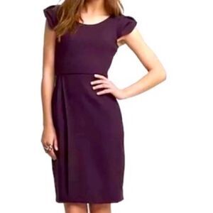 J. CREW 💯% Italian Wool Purple Styled Cap Sleeves Sheath Dress SIZE 4